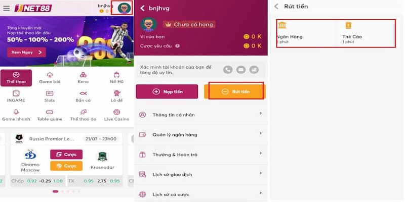 Cách Rút Tiền Net88